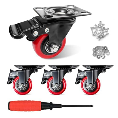 2" Caster Wheels,2 inch Heavy Duty Casters with Brake Set of 4 - size: 2 Inch (4 Pack)