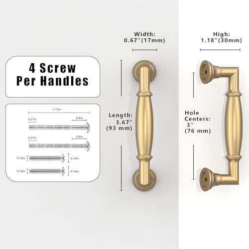 10 Pack Champagne Bronze Cabinet Pulls 3 Inch(76mm) Kitchen Cabinet Handles Cabinet Hardware for Drawer Pulls - color: Champagne Bronze, size: 3" Hole Center