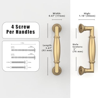 10 Pack Champagne Bronze Cabinet Pulls 3 Inch(76mm) Kitchen Cabinet Handles Cabinet Hardware for Drawer Pulls - color: Champagne Bronze, size: 3" Hole Center