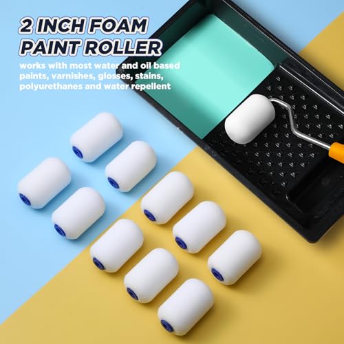 Nuenen 40 Pcs 2 Inch Foam Paint Rollers Mini Paint Roller Covers High Density Small Foam Paint Roller for House Wall Doors Cabinet Painting