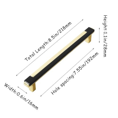10 Pack Black Gold Cabinet Pulls & Handles, 7.55 in Hole Center - color: Black Gold, size: 8.5in/218mm