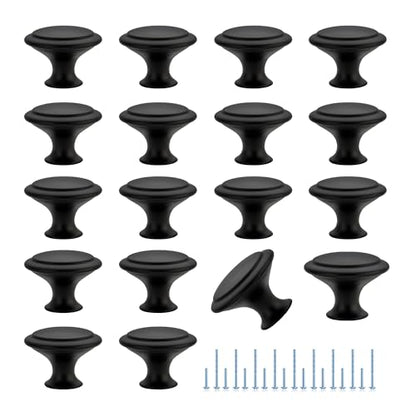 Matte Black Cabinet Drawer Hardware,30mm Kitchen Cabinet Knobs,18 Pack - color: Matte Black