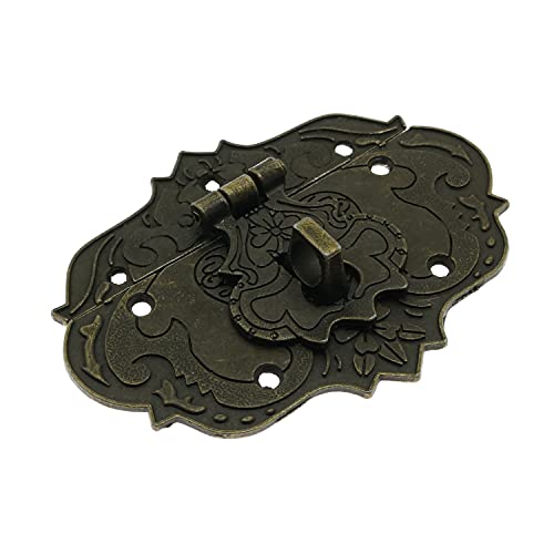 Antique Bronze Embossing Decorative Brass Hasp Clasp Latch Lock with Screws Furniture Decoration