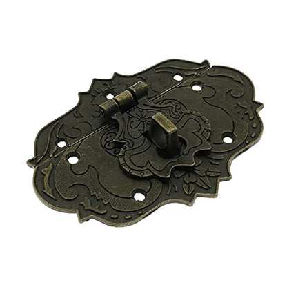 Antique Bronze Embossing Decorative Brass Hasp Clasp Latch Lock with Screws Furniture Decoration