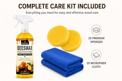 2 PCS 355ml*2, 2026 New Beeswax Essential Oil Wax Wood Polish Spray Furniture and Cleaner Natural Polish Spray for Living Rooms Kitchens Wood Furniture Floors Cleans Restores Shine Scratches