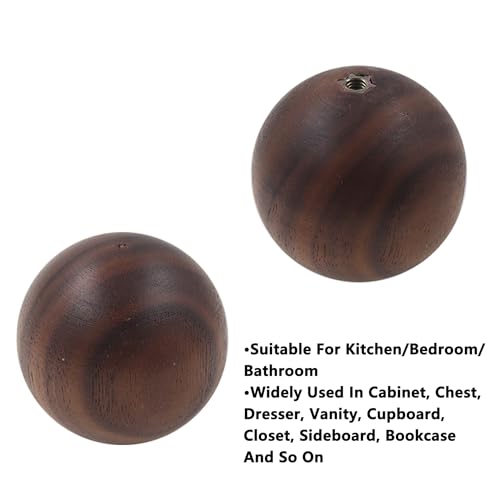 Wood Ball Drawer Knob,ULIFESTAR Unfinished Black Walnut Wood Ball Dresser Knobs,2PCS Wood Furniture Knobs,Wood Ball Pull Handle for Cabinets Wardrobe Cupboard Bookshelf Armoire Desk(4*4cm/1.57*1.57") - size: 4*4cm/1.57*1.57" Black Walnut
