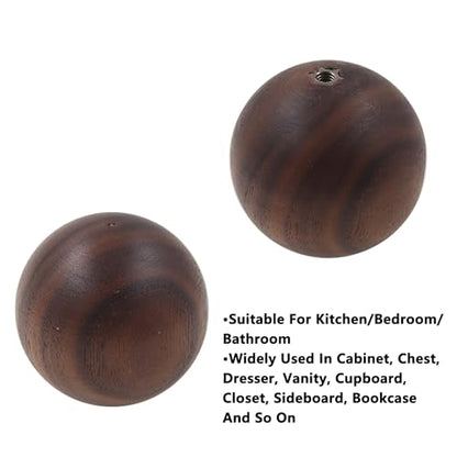 Wood Ball Drawer Knob,ULIFESTAR Unfinished Black Walnut Wood Ball Dresser Knobs,2PCS Wood Furniture Knobs,Wood Ball Pull Handle for Cabinets Wardrobe Cupboard Bookshelf Armoire Desk(4*4cm/1.57*1.57") - size: 4*4cm/1.57*1.57" Black Walnut