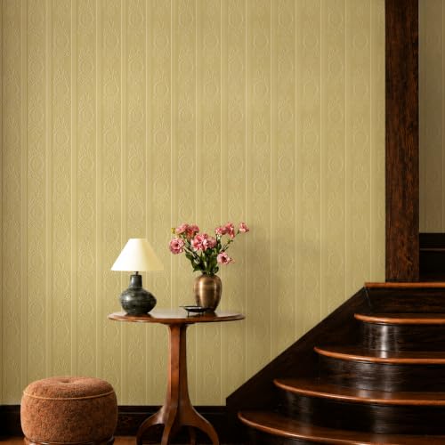 JiffDiff Khaki 3D Embossed Textured Peel Stick Wallpaper 17.3"x400" - color: Khaki, size: 17.3" x 400"