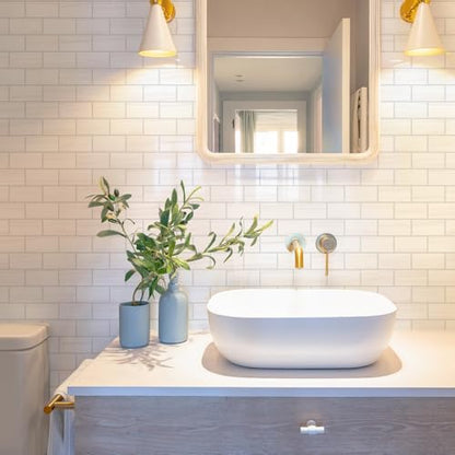 STICKGOO Peel and Stick Backsplash on Subway Tiles, Glossy Dolomite White - color: Glossy Dolomite White