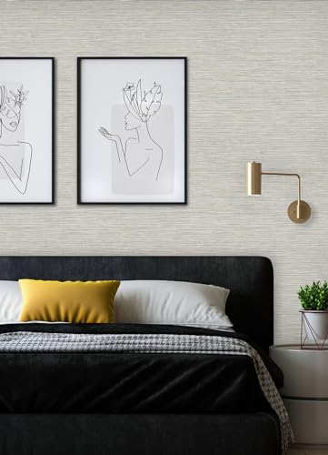 RoomMates Neutral Jade Dimensional Grasscloth Peel and Stick Wallpaper - color: Neutral Jade