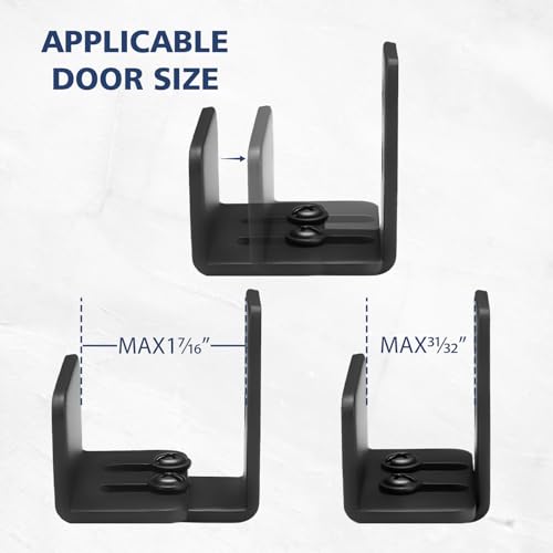 Sliding Barn Door Bottom Floor Guide, U Shape Adjustable Stay Roller, Flexible Adjustable Fit Distance, Flush Flat Bottom Design, Wall Mount System, for Door & Cabinet, 2 Pack