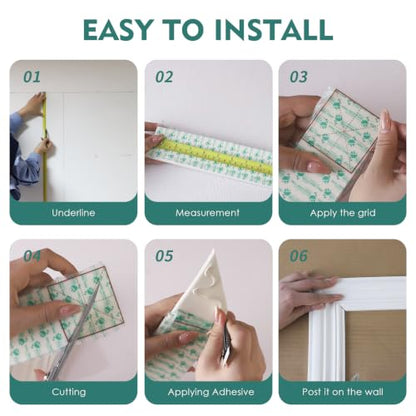 DIY Arch Panelling Paintable Matte Foaming Peel and Stick Wall Molding Trim, Self Adhesive Wainscoting Panels Flexible Chair Rail Moulding for Walls(Width 1.57IN) - color: width 1.57IN
