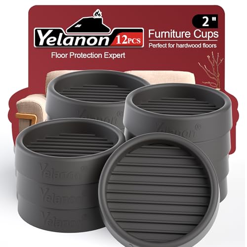 Non Slip Furniture Pads for Hardwood Floors -Yelanon 12Pcs 2” Coasters Cups - color: 12pcs2"round Black