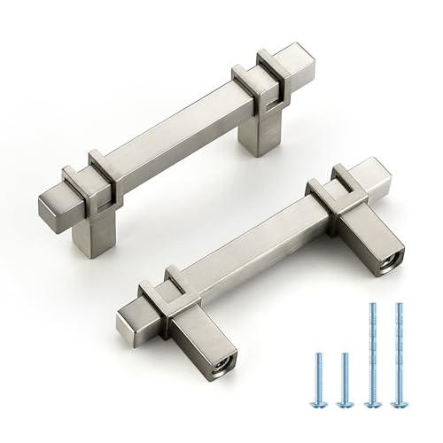 HOME EDIT 25 Pack 2-1/2 inch Brushed Nickel Cabinet Handles, Kitchen Cabinet Handles Drawer Pulls Zinc Alloy Square Bar Kitchen Pulls - color: Brushed Nickel, size: 2-1/2 Inch Hole Center