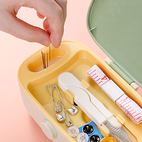 Missraza Sewing Kit, Portable Kit for Adults, Plastic Box Needle and Thread Accesories Supplies Pink 15.5x6cm(6.1x2.36in) - size: 15.5x6cm(6.1x2.36in)