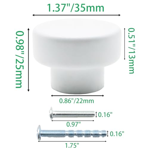 2Pcs Wooden Cabinet Knobs, Wood Dresser Knobs Cylindrical Kitchen Cabinet Knob Modern Small Round Knob for Furniture Dresser Cupboard Drawer Closet Door (White) - color: White-Cylinder