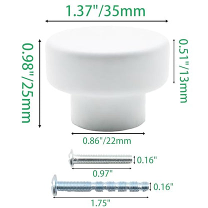 2Pcs Wooden Cabinet Knobs, Wood Dresser Knobs Cylindrical Kitchen Cabinet Knob Modern Small Round Knob for Furniture Dresser Cupboard Drawer Closet Door (White) - color: White-Cylinder