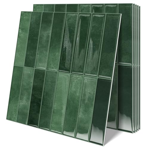 10 Sheets Upgraded Thicker Design Subway Tile Peel and Stick Backsplash - color: Forest Green