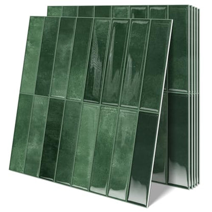 10 Sheets Upgraded Thicker Design Subway Tile Peel and Stick Backsplash - color: Forest Green