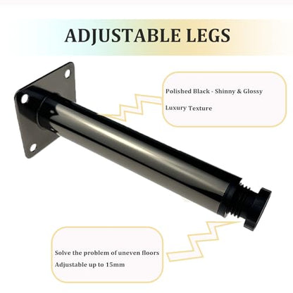 4 Pcs 5" Adjustable Polish Black Furniture Legs for Cabinet, DIY Shelf - color: Polish Black, size: 5" / 13cm