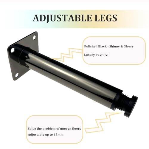 4 Pcs 5" Adjustable Polish Black Furniture Legs for Cabinet, DIY Shelf - color: Polish Black, size: 5" / 13cm