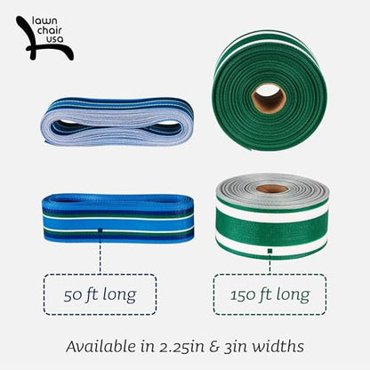 Lawn Chair USA Chair Replacement Lawn Chair Webbing - UV-Resistant Straps Made with Durable Polypropylene. 3" x 50' Tan Stripe