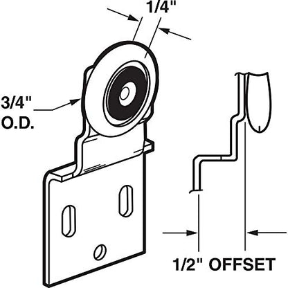 Prime-Line N 6517 By-Pass Closet Door Top-Hung Back Rollers and Brackets, 2 Count (Pack of 1)