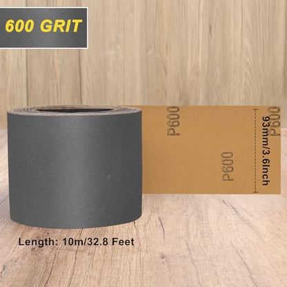 Sandpaper Roll 600 Grit, Wet Dry Sand Paper 3-2/3" Wide 11 Yard - style: 600 Grit