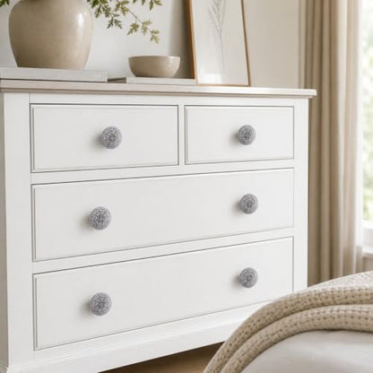 Ajuny Ceramic Knobs Set 12 White Grey Printed Cabinet Drawer Pull Handles