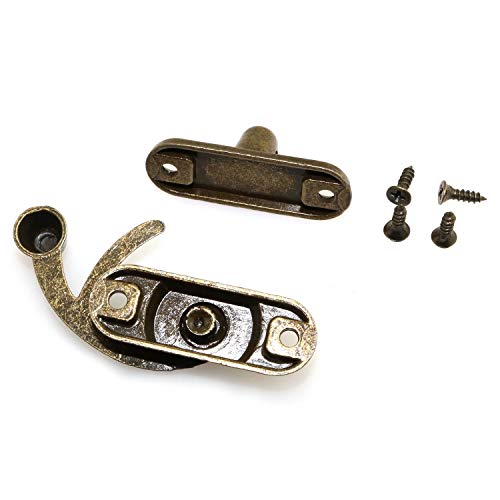 1 Pair Bronze Mini Swing Arm Clasp Latch Vintage Style Left Right Toggle Hasp Hook Metal Catch Curved Buckle - size: 33X28mm