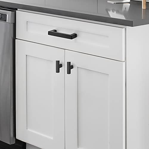 Ravinte Hardware Matte Black Cabinet Handles Drawer Pulls 3 Inch CC 10 Pack - color: Matte Black Square, size: 3" Hole Center