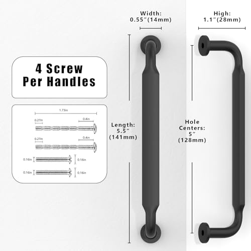 10 Pack Matte Black Cabinet Pulls 5 Inch(128mm) Kitchen Cabinet Handles Cabinet Hardware for Drawer Pulls - color: Matte Black, size: 5" Hole Center