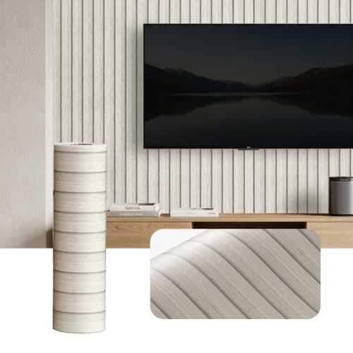 118" x 15.8" Peel and Stick PVC Faux Wood Slat Wall Panels - color: Beige