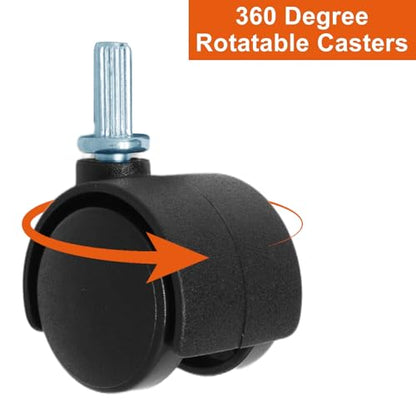 Plastic Casters Set of 4, M6 Straight-Grained Rod Caster Wheels 1 inch, Black Nylon Swivel Caster Wheels Replacement for Furniture, Office Chair, Table, Cabinet, Shelf - style: 1 Inch-M6 Straight-grained Rod