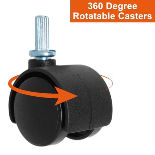 Plastic Casters Set of 4, M6 Straight-Grained Rod Caster Wheels 1.5 inch, Black Nylon Swivel Caster Wheels Replacement for Furniture, Office Chair, Table, Cabinet, Shelf - style: 1.5 Inch-M6 Straight-grained Rod
