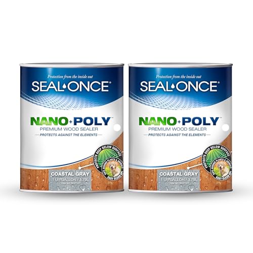 SEAL-ONCE Nano+Poly Wood Sealer and Waterproofer, Coastal Gray, 2 Gallon - color: Coastal Gray, size: 2 Gallon