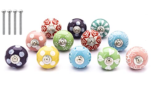 NAQSH Ceramic Cabinet Knobs Kitchen Drawer Knob Handpainted Cupboard Door & Drawers Pulls (Pink Heart, 12) - style: Pink Heart