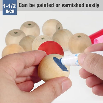 FoDau770 Round Ball Wood Knobs, 1-1/4" Diameter - Unfinished - 15 Pieces - color: Unfinished, size: 1-1/4 Inch