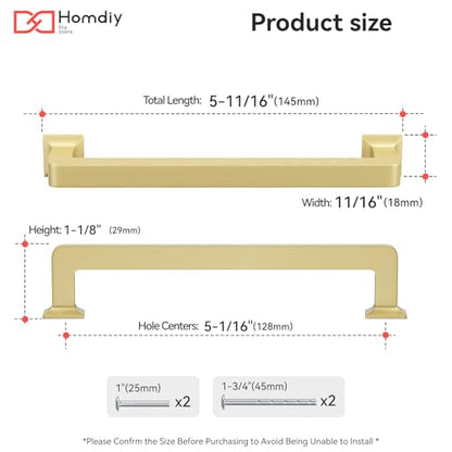 homdiy 10 Pack 5 Inch Gold Cabinet Handles, Solid Zinc Alloy Brass Pulls - color: Gold, size: 5-1/16" Hole Center