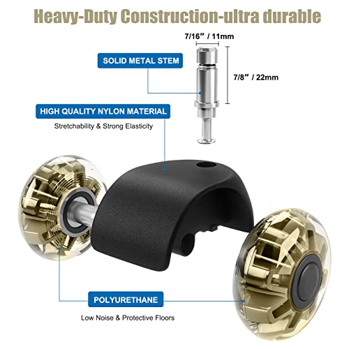 Omyoffice 2" Office Chair Wheels Set of 5, Gold Heavy Duty Chair Caster - color: Gold