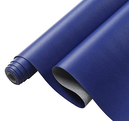 Picheng Smooth Faux Leather Sheets: 13.8"X53" Solid Soft Faux Leather Roll - color: Blue