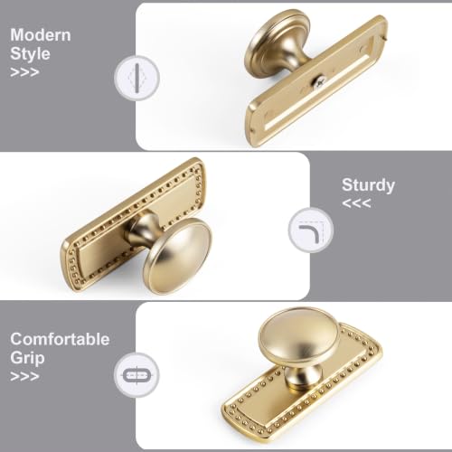 6Pack Champagne Bronze Cabinet Knobs with Backplate Drawer knobs - color: Champagne Bronze, style: Beadedge