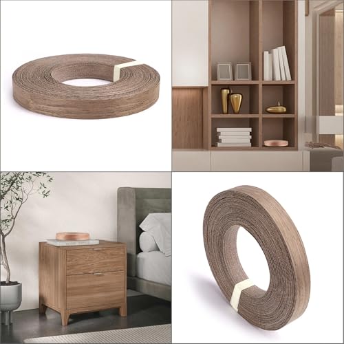 Skelang Walnut Wood Veneer Edge Banding Preglued Iron-on with Hot Melt Adhesive Edgebanding Flexible Wood Tape (3/4"×50') - size: 3/4" x 50'