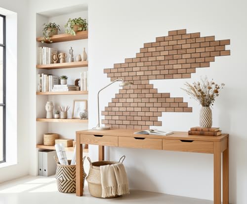 WoveN SounD Brick Acoustic Panels, Teak, 16 Pack, 16x12 in - color: Brick, Wood Veneer, Teak, 16 Pack