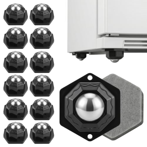 Zerobe Hex Self Adhesive Caster Wheels, Heavy Duty Furniture Movers, 12Pack - color: Black, size: 12pcs