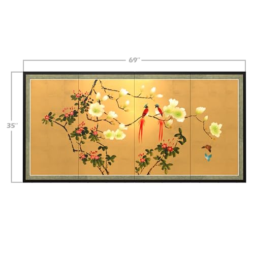 Red Lantern Love Birds on Traditional Gold Leaf - color: Love Birds