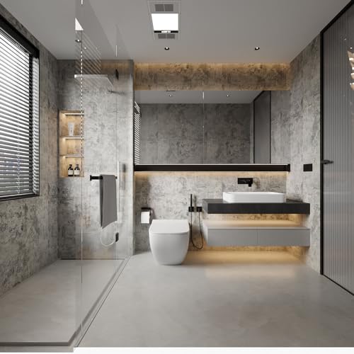 BAYYA Extra Wide Concrete Textured Wallpaper Peel Stick Light Grey Matte Thicken 31.5"x 591" Retro Industrial Style Contact Paper Waterproof Self-Adhesive Cement Wall Sticker Vinyl Wrap - color: Gray, size: 31.5" x 591"