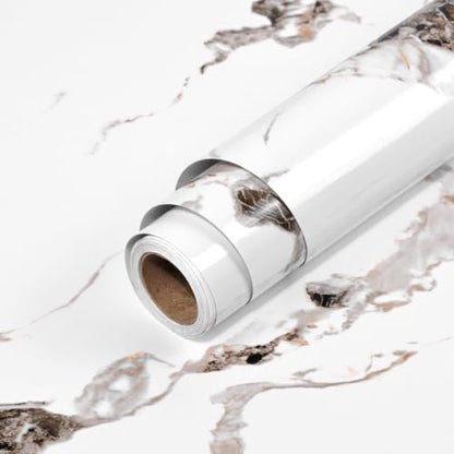 White Marble Contact Paper for Countertops 15.7"x118" - color: White, size: 15.7" x 118"