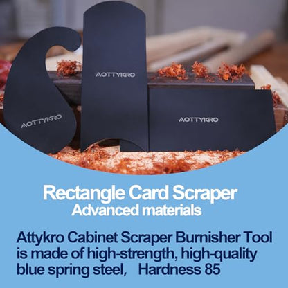 3PCS Cabinet Card Scrapers, High-Strength Blue Spring Steel Woodworking Tools for Engraving, Deburring, Polishing & Contour Sanding - size: Set D