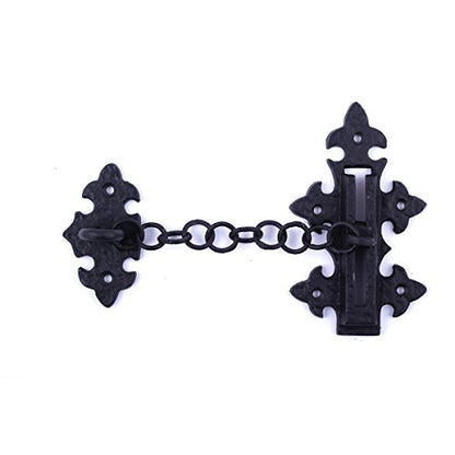 Renovators Supply Manufacturing Door Chain Lock 5 in Black Wrought Iron Chain Door Latch with Mounting Hardware - size: Pack of 1, style: 5 inch - Chain Style